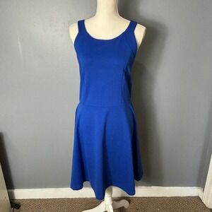American Eagle Outfitters Royal Blue Fit and Flare Dress Open Back Womens 16